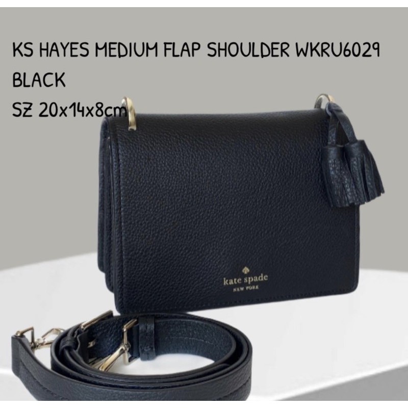 tas kate spade hayes medium flap shoulder bag black
