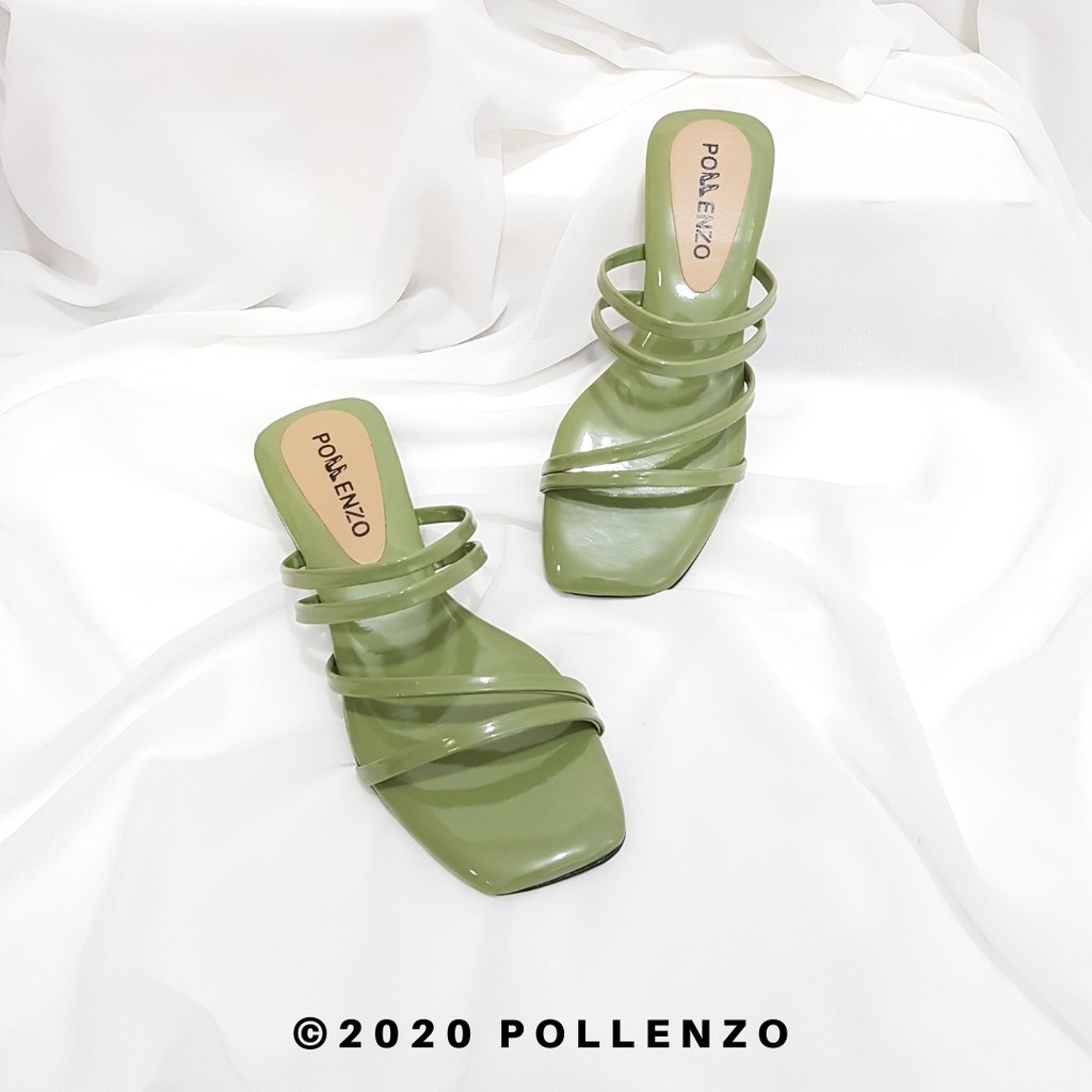 Pollenzo - Asanda Sandal Heels Hak Tahu Wanita 3Cm Hm-301-IJO MINT