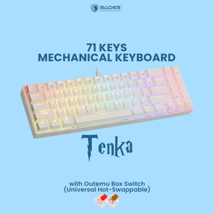 Keyboard Gaming Mechanical Sades Tenka / Outemu Universal Hotswappable