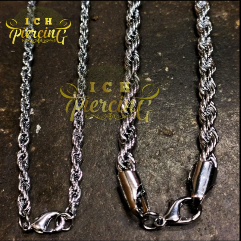 kalung Pria titanium motif Tambang / Kalung Anti Karat 70cm