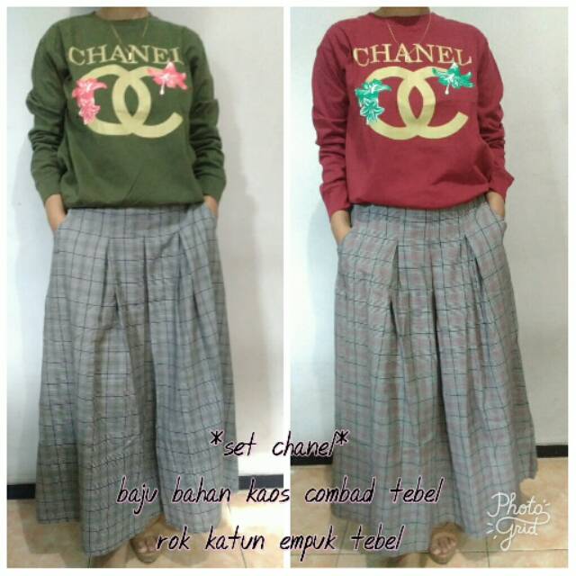 Set chanel ser sweater rok setelan rok sweater chanel