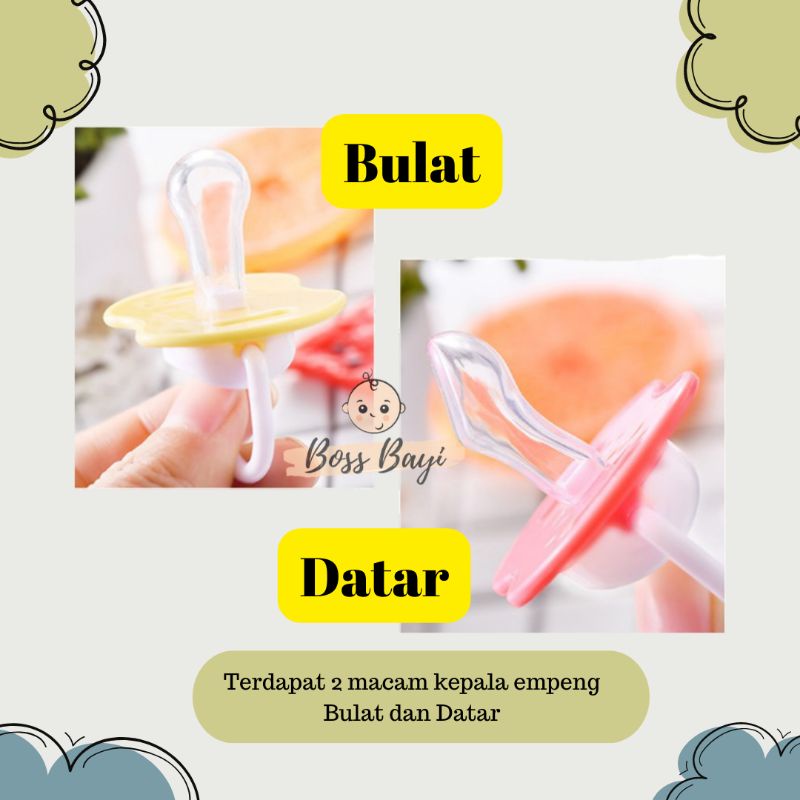 BOSS BAYI - Silicone Pacifier / Empeng Bayi Kepala Bulat atau Datar