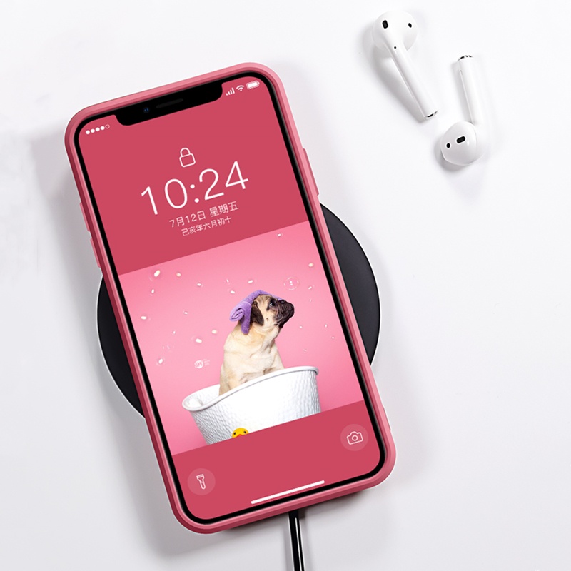 Case Square Silicone untuk iPhone 11 / 11ProMax X XR Xs Max Case Flocking Layer Inner Soft Casing