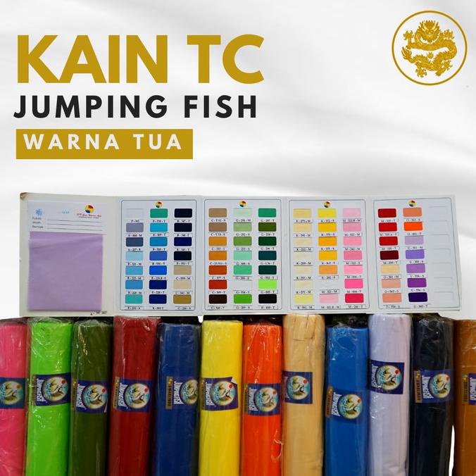 KAIN TETORON TC JUMPING FISH ROLL WARNA TUA