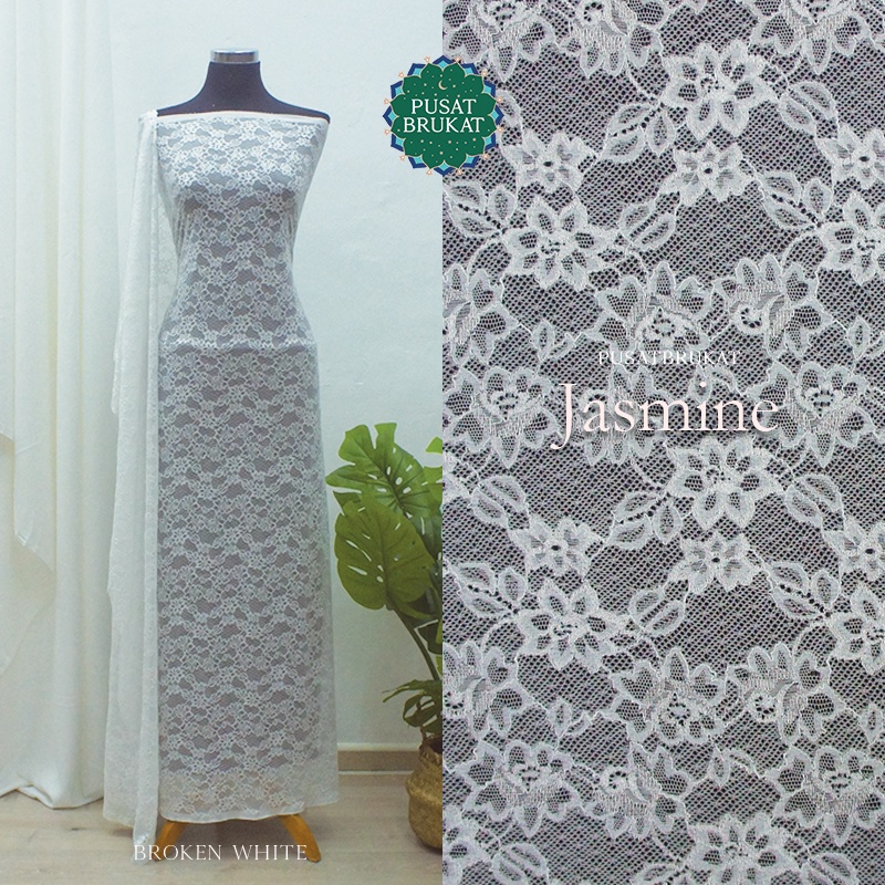 KAIN BRUKAT CHANTILY Y61503 / BROKAT CHANTILY JASMINE, LEBAR 150CM [harga per 0.5m]