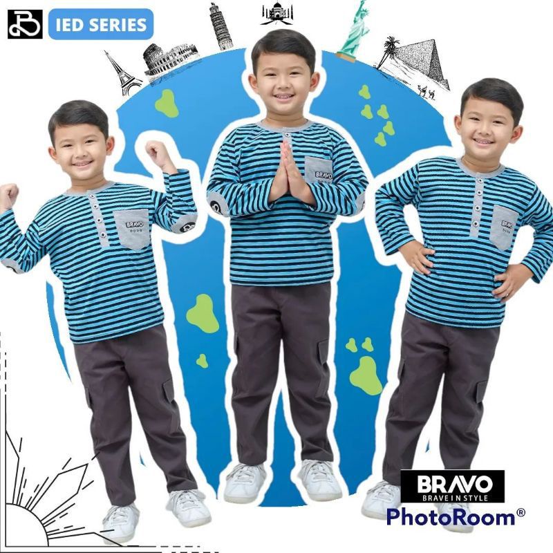 Afsheenastore Bravo Set Casual Setelan Anak Laki 2-10T