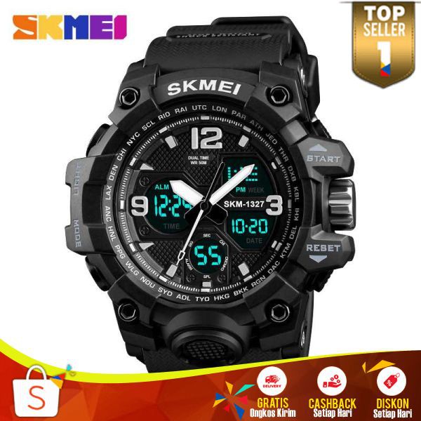 SKMEI Jam Tangan Digital Analog Pria JT 35 Jam Interface Chronograph Unik Penutup Stainless Anti Air