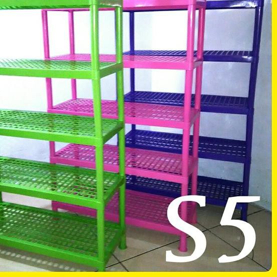 ➨ RAK SUSUN PLASTIK SUSUN 5 / RAK SANDAL SEPATU 5 SUSUN SERBAGUNA - Ungu ✳