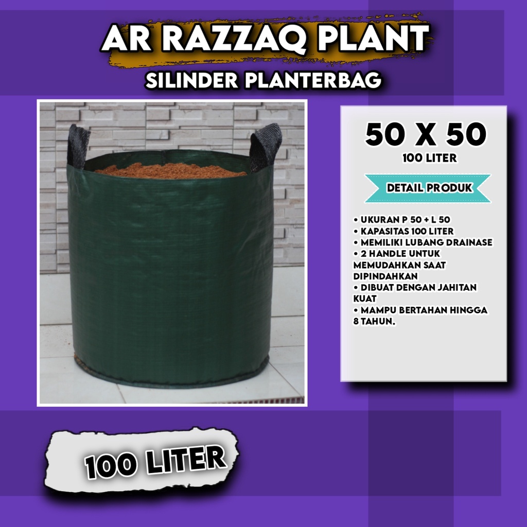 PLANTER BAG 100 LITER HIJAU  BULAT - POT TANAMAN MURAH BERKUALITAS