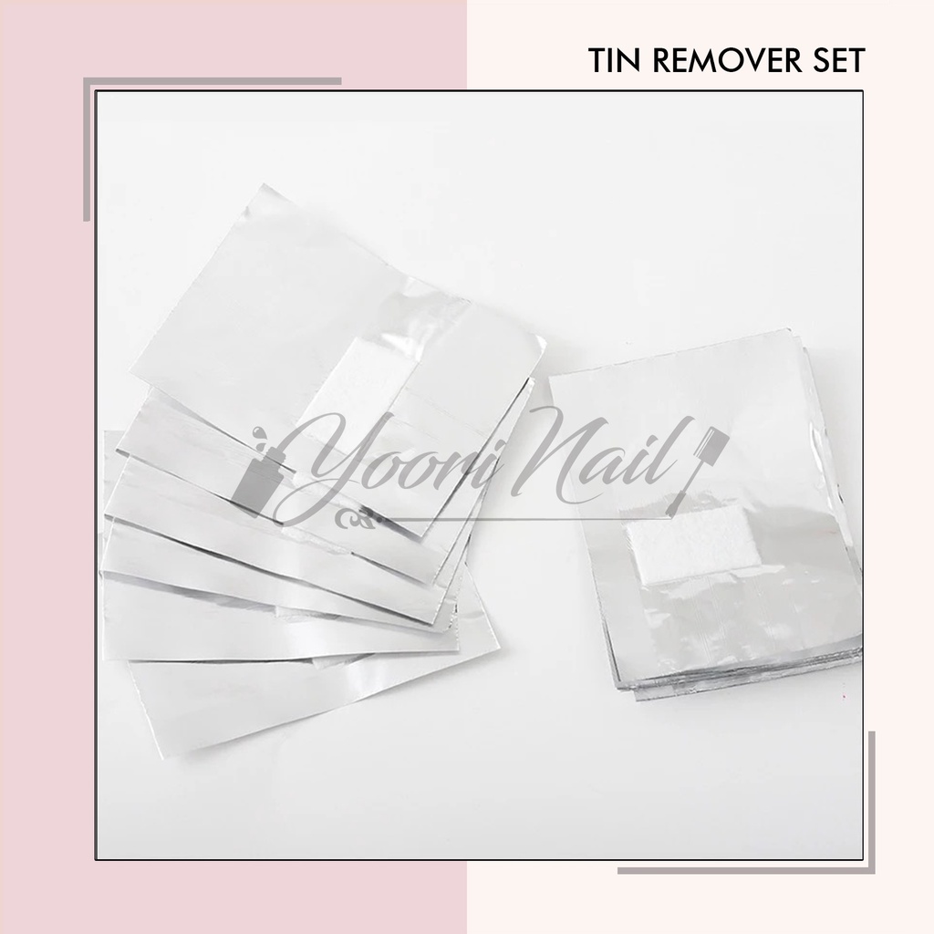 Tin remover set 100pcs nail remove tin paper penghapus kutek / nail polish / gel polish