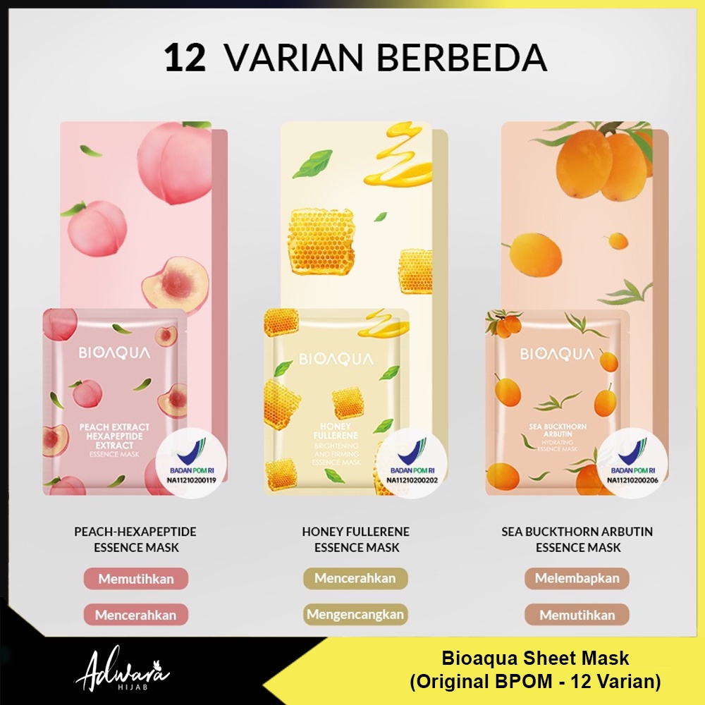 BIOAQUA Sheet Mask 25 gram Essence Face Mask Brightening Moisturizing Masker Wajah Anti Aging