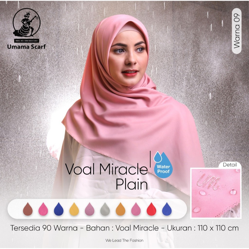 Hijab umama voal miracle plain new waterproof/ free ciput banana