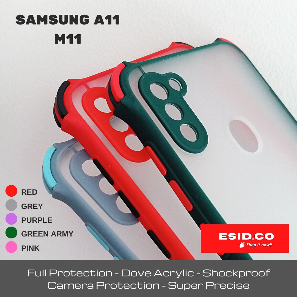 Shockproof Case Samsung M21 M30s M51 A31 M31 A71 M11 A11 Akrilik Dove Matte + 360 Camera Protection