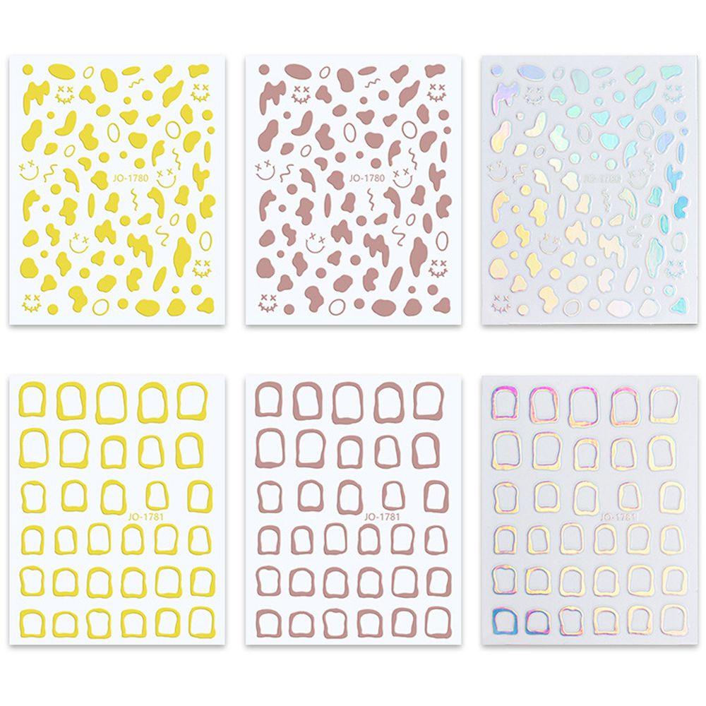 AUGUSTINA Agustina Stiker Kuku Fashion Pola Sapi Smiley Self Adhesive Nail Art Dekorasi