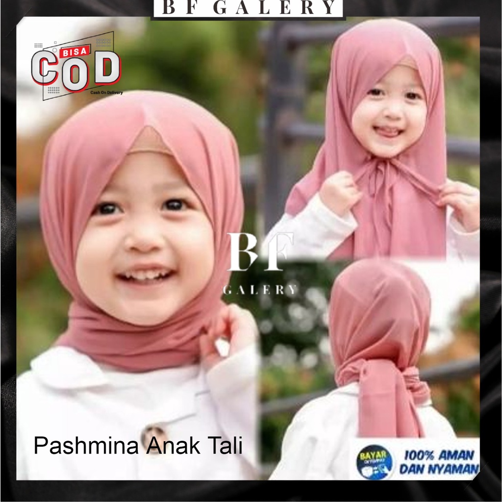 BFJ013 Pashmina Anak Tali / Panstan Tali Usia 2-10 thn Jilbab Anak Instan / Hijab Anak Diamond Crepe Lembut Jakarta