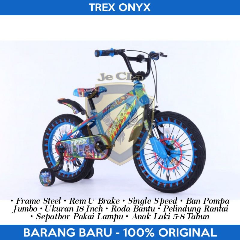 Sepeda Anak Laki Cowok BMX 18 Inch TREX Ban Pompa Jumbo Usia 5-8 Tahun
