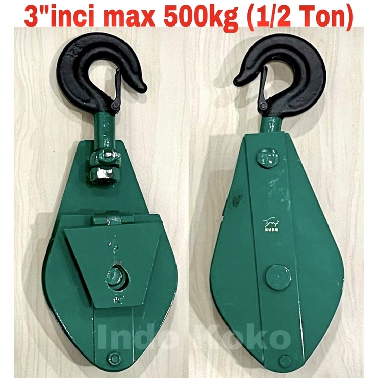 Katrol 3"inci kapasitas 500kg (1/2ton) Kerekan 3inci derek katerol 3"