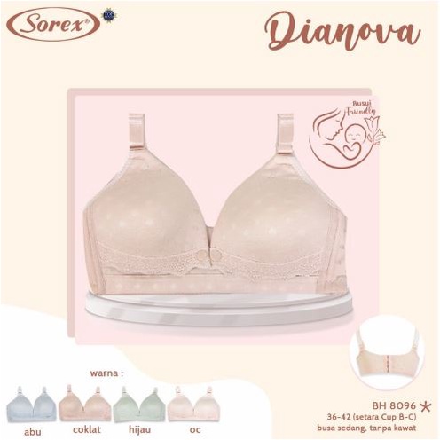 BH MENYUSUI Sorex 8096 NURSING BRA - BH menyusui buka depan sz 36 38 40 42 4 kait renda BTK beha bra