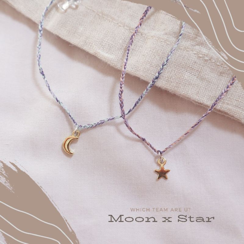 gelang tangan kaki moon x star loliastuff (gelang tangan/ gelang kaki/ gelang kepang/ gelang braided/ gelang bulan/ gelang bintang/ gelang friendship/ gelang couple/ gelang lucu/ gelang unik/ gelang beads/ gelang bracelet)