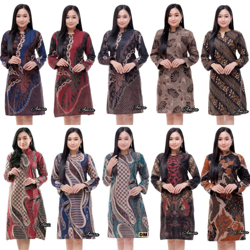 Tunik Batik Wanita Modern Terbaru JUMBO M L XL XXL Atasan Batik Wanita Seragam murah, Seragam Kantor