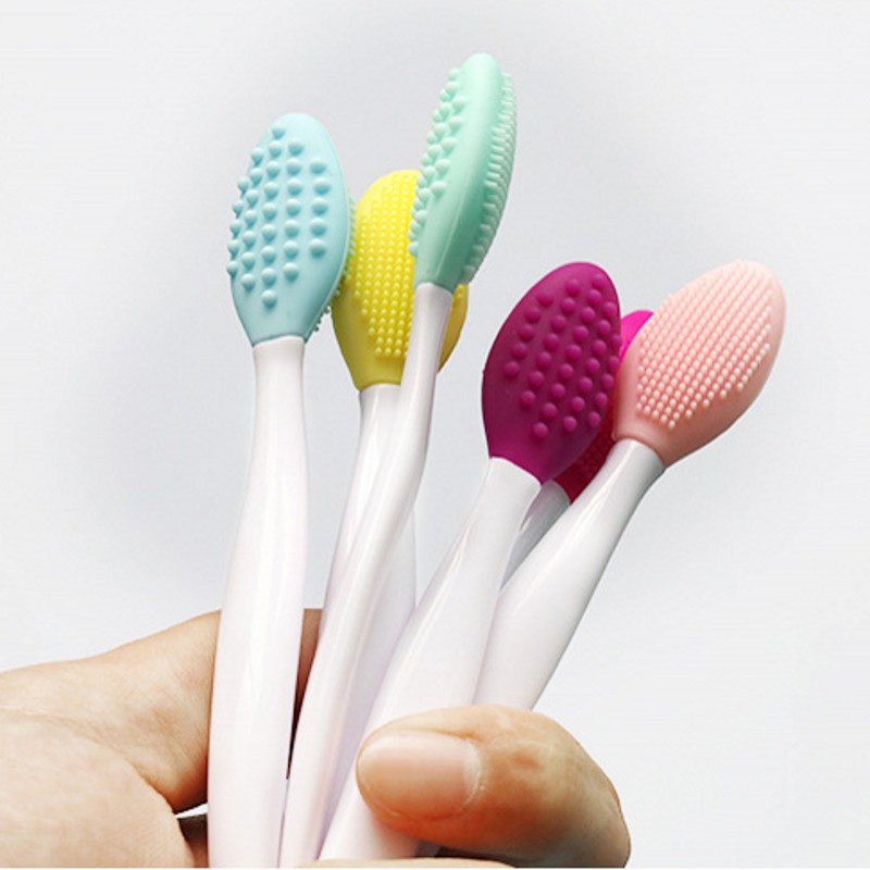 [1PC Random Color Double-sided Soft Silicone Exfoliating Nose Brush] [Beauty Skin Care Wash Face Silicone Brush ][Make up Tools]