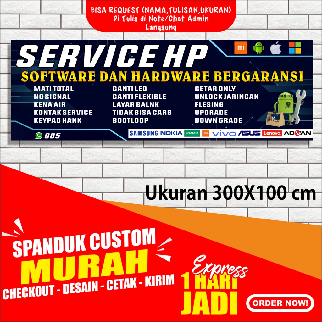 Spanduk Banner Backdrop Service Hp/Cetak Spanduk Service Hp Murah