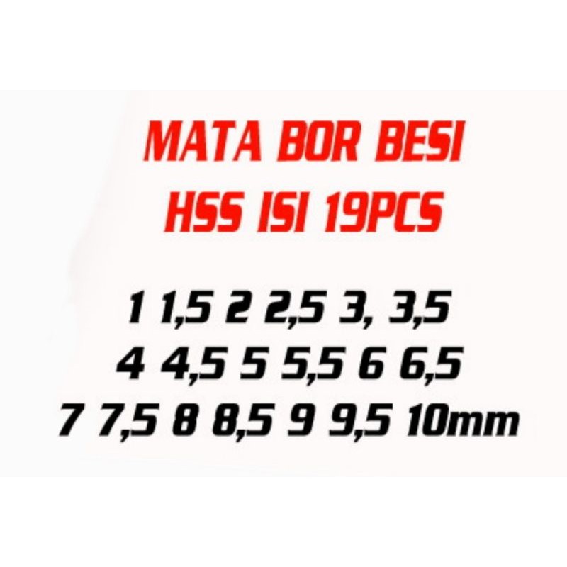 MATA BOR BESI SET ISI 19PCS