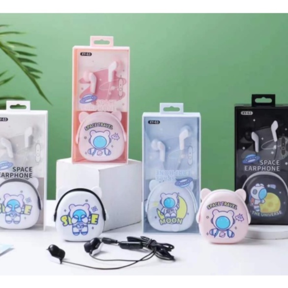 [XY-63] Set Headset Earphone ASTRONOT Space Earphones / Wadah Earphone Kartun Motif AUSTRONAUTS Lucu / Earphone Karakter Astronot