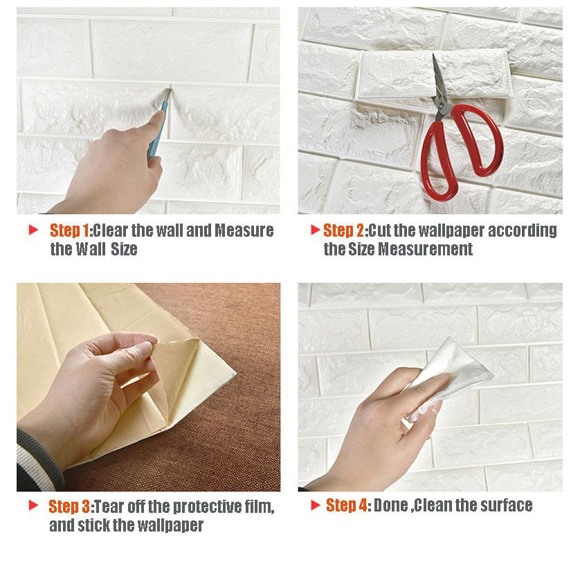 TOMSTORE.ID R461 Wallpaper Dinding Foam 3D Motif Batu Bata / Stiker Wallpaper Dinding Mini Dekorasi-7