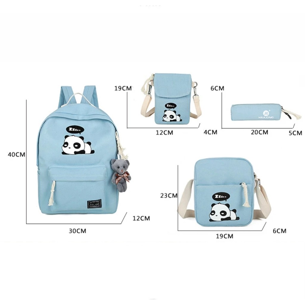 Should Bag 4in1 - Tas Ransel Sekolah Anak Wanita Dan Pria Terbaru 2021 Kekinian Motif Carakter Panda Tidur Korean Style Murah