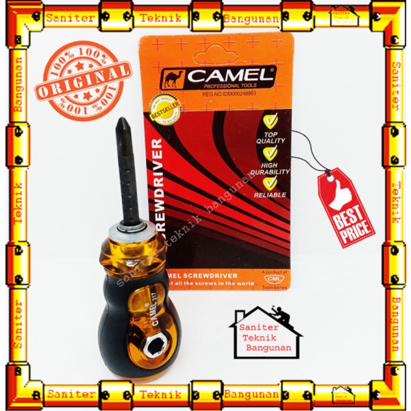 Unik OBENG PENDEK-OBENG CEBOL-OBENG MINI-OBENG BOLAK BALIK MAGNET CAMEL - Camel Diskon
