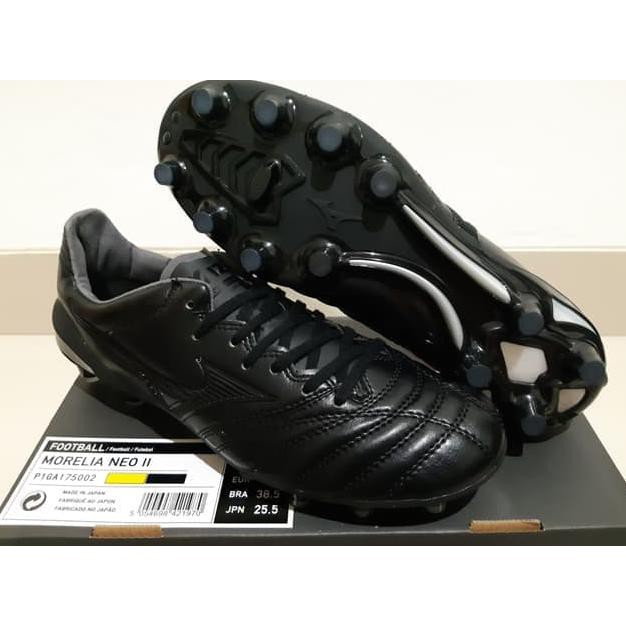 SOCCER SHOES ORIGINAL GRADE SEPATU BOLA - SOCCER MIZUNO MORELIA NEO II LEATHER BLACKOUT - FG