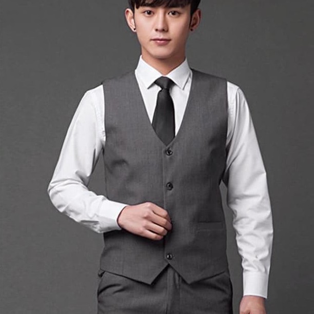 NEW VEST/ROMPI WARNA GREY BAHAN GALIANO PREMIUM SEMI WOOL KEREN SLIMFIT ORIGINAL NIKAYU