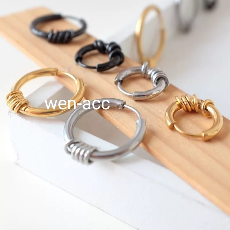 Anting Bulat Ring  BTS Titanium Anting cowok cewek Import Harga Per Pcs