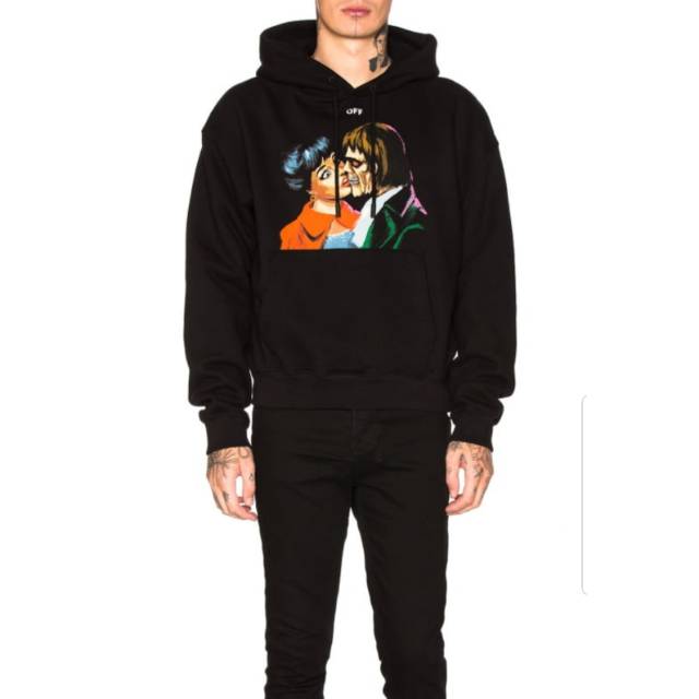 off white kiss over hoodie