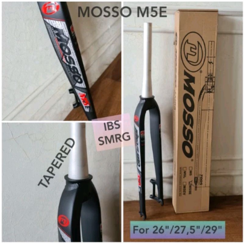 Fork Rigid MOSSO M5E Garpu Depan Moso M5-SE Hitam Merah Bahan ALLOY Alumunium Triple Butted