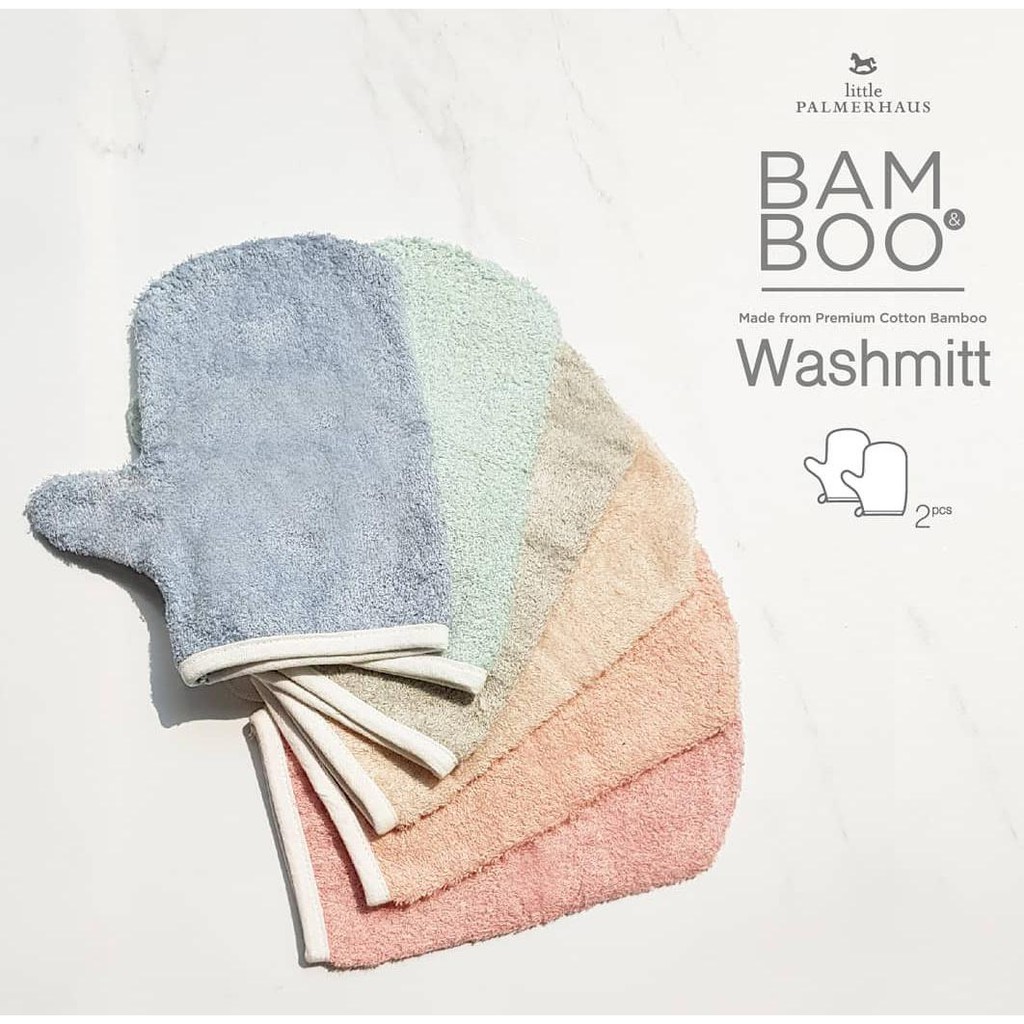 Premium Wash Mitt BAMBOO / Washlab Little Palmerhaus Washmit  ISI 2 / Waslap bayi / handuk mandi / waslap mandi / washmitt / washcloth / kain lap / mandi