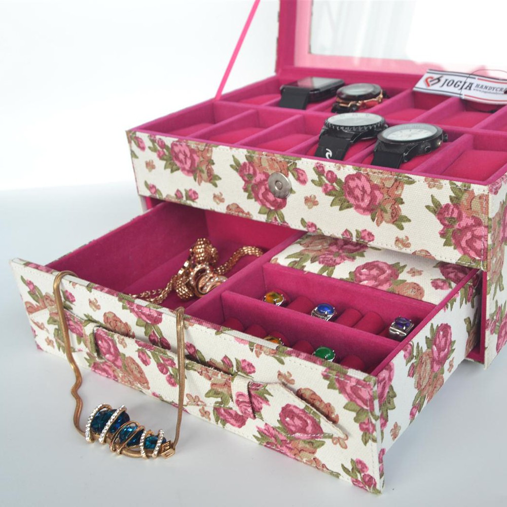 Kotak Tempat Jam Tangan isi 12 Laci Tempat Perhiasan Watch Box Accesories Organizer Jogja Handycraft