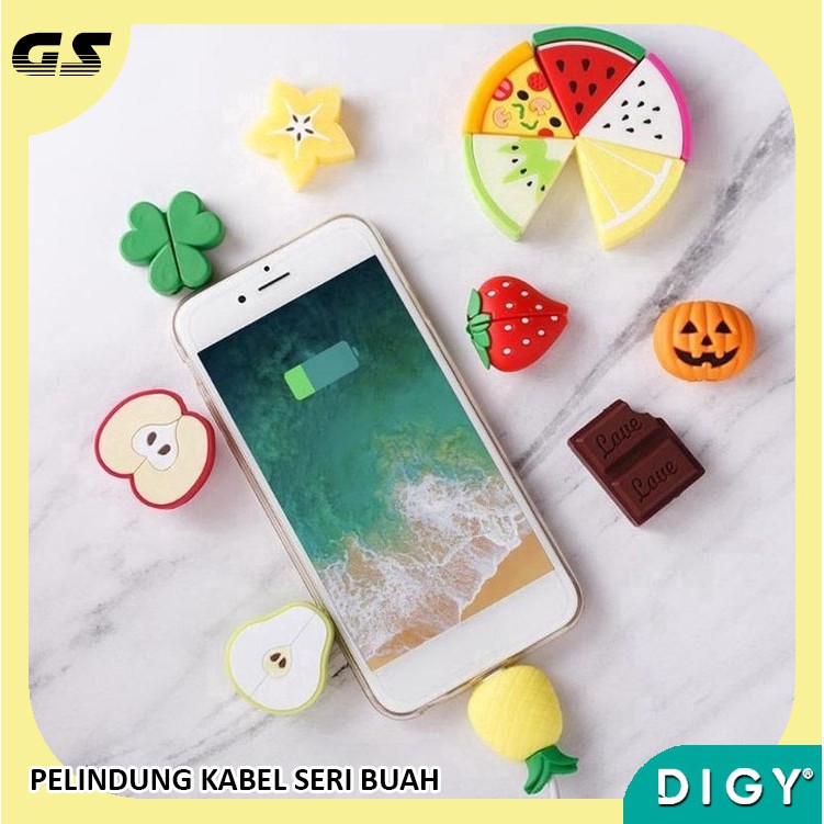 Pelindung Ujung Kabel Buah/Fruit Sarung Kabel Data /Charger Bahan Halus dan Gambar Model Korea