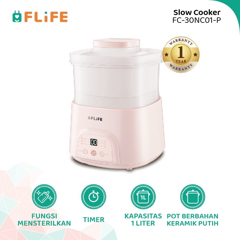 FLIFE FC-30NC01 Slow Cooker 1L Multifungsi - Baby Food - Mpasi