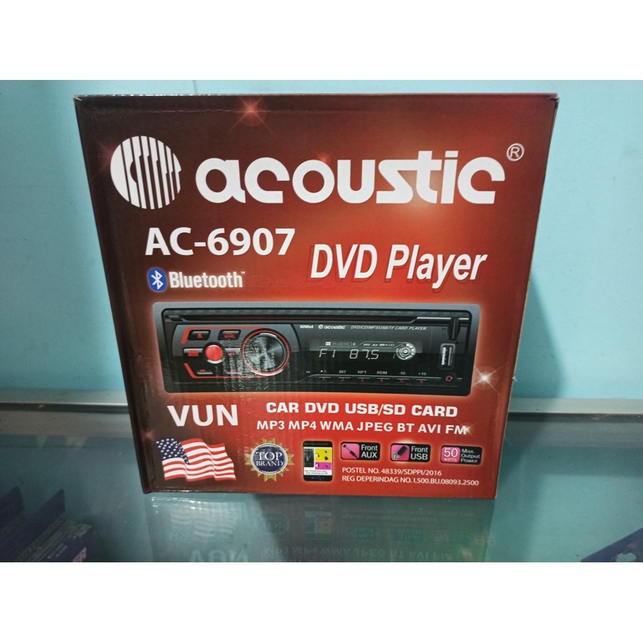 TAPE MOBIL ACOUSTIC BLUETOOTH DVD HEADUNIT KUALITAS BAGUS AC6907 VUN