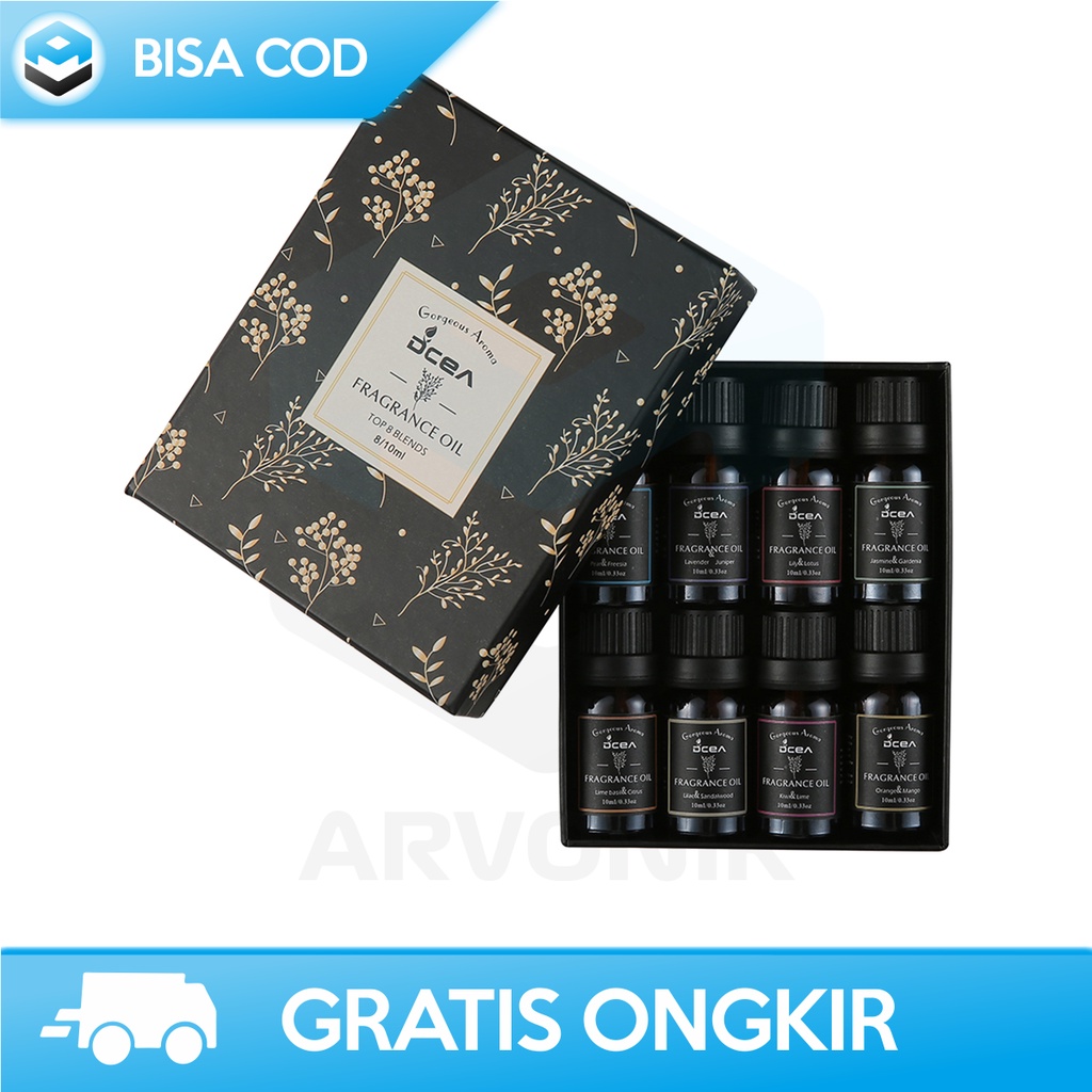 MINYAK HUMIDIFIER ESSENTIAL OIL AROMATHERAPY TAFFWARE 8 IN 1 x 10 ML