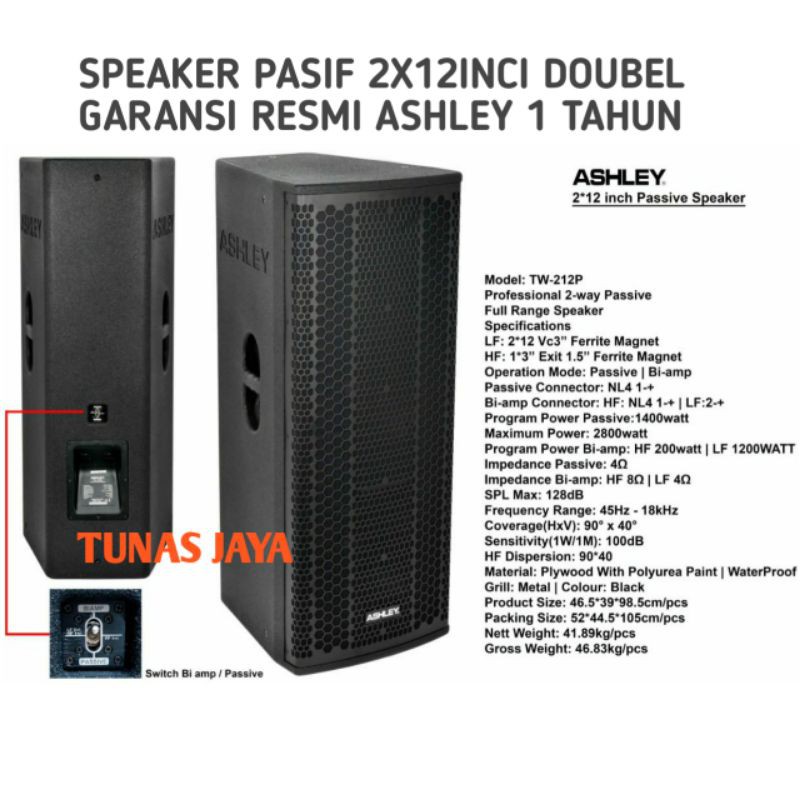 SPEAKER PASIF 2X12 ASHLEY TW 212P ASHLEY TW 212P