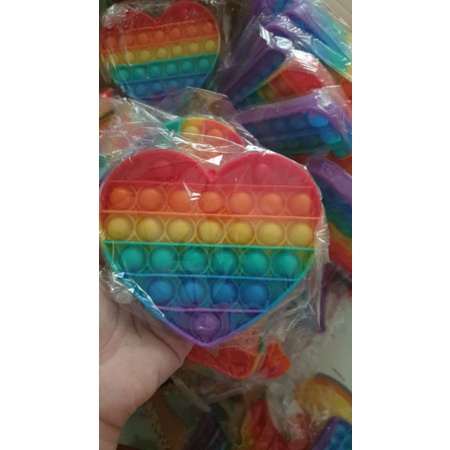 Pop It Fidget Toys Mainan Gelembung // Pop It Rainbow-Love Pelangi