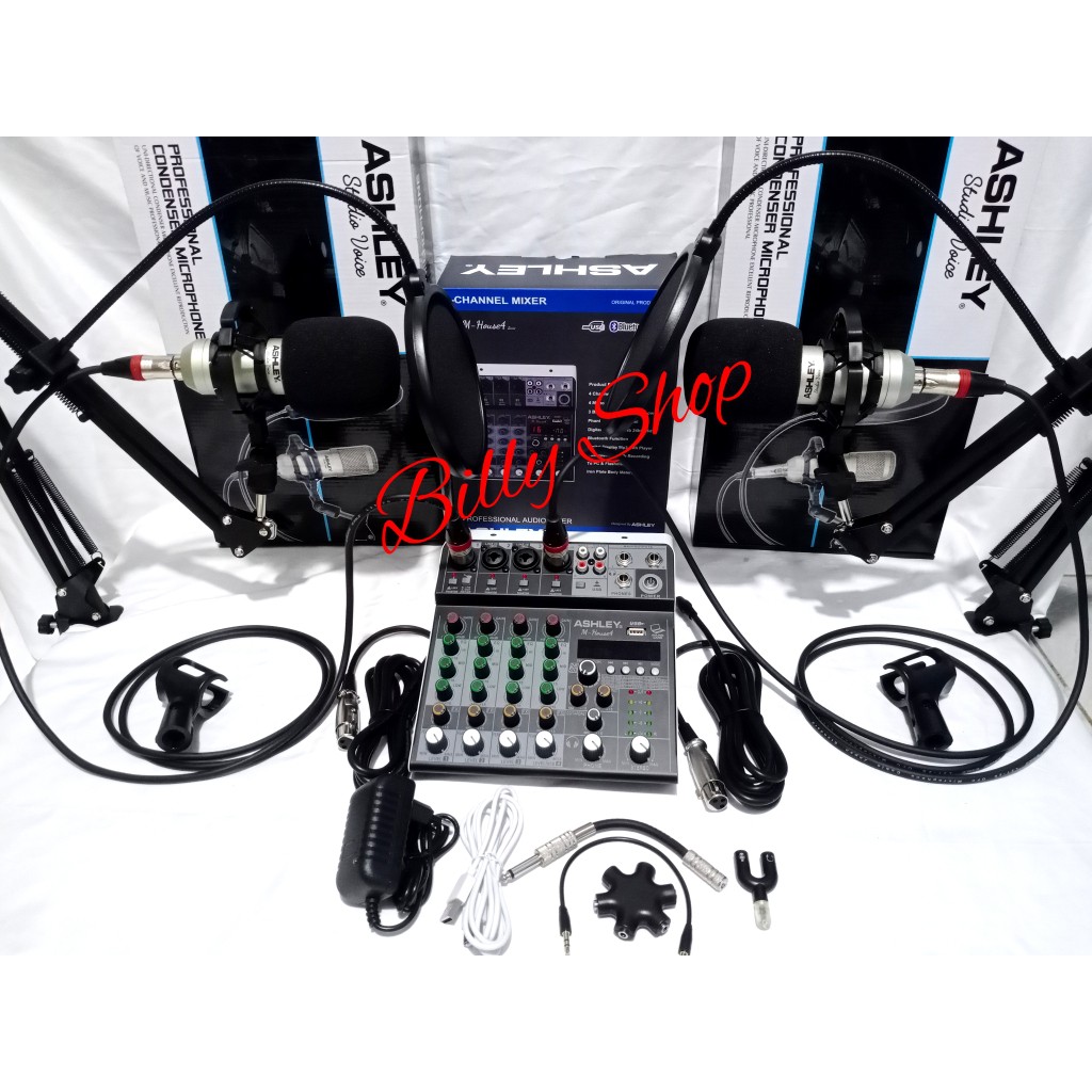 PAKET PODCAST SOUNDCARD ASHLEY STUDIO VOICE MIXER M HOUSE4 (PAKET 2 ORANG)