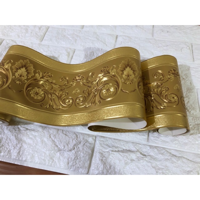 Wallpaper Border List Dinding Gold Emas Mewah Metalik