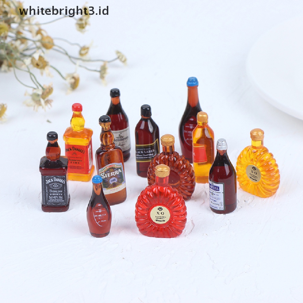 (whitebright3.id) 10pcs Miniatur Botol Minuman Skala 1: 12 Untuk Aksesoris Dapur Rumah Boneka