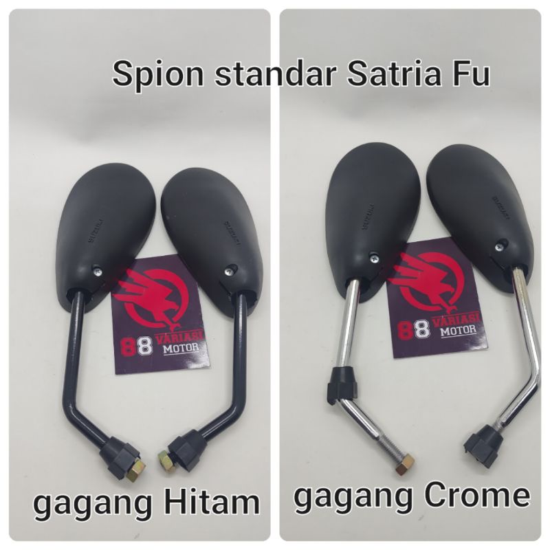 Spion Standar Bawaan Suzuki Satria Fu Gagang Panjang Hitam dan Crome - Spion Satria Fu - Shogun - Nex - Skydrive dan Motor Suzuki lainnya