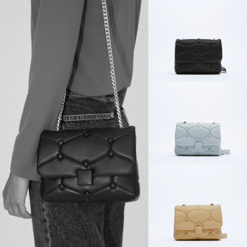 ZRA QUILTED STUDDED CROSSBODY BAG