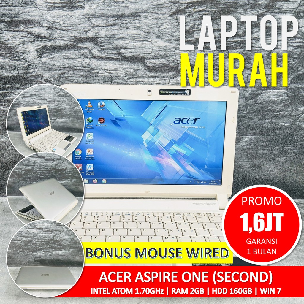 [Bisa COD] MURAHH NETBOOK ACER ASPIRE ONE 532H RAM 2GB – Laptop Second Seken Bekas Notebook